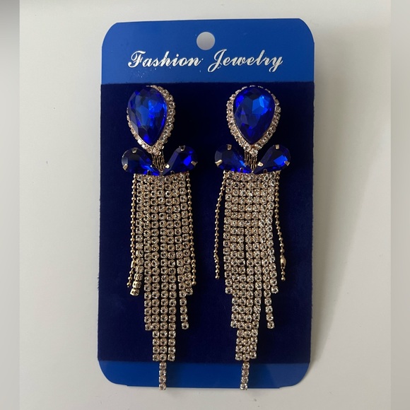 NWT - Tassel Earrings - Sapphire Blue - Picture 3 of 3